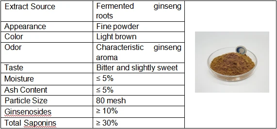 Specification of Fermented Ginseng Extract Powder Specification of Fermented Ginseng Extract Powder